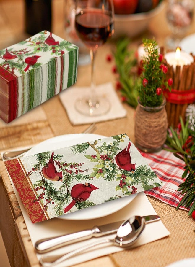 JarThenaAMCS مناديل ورقية للضيوف من JarThenaAMCS، 80 قطعة، بتصميم طائر الكاردينال العتيق، مزينة بالتوت، مثالية للاستخدام في الحمام، مناسبة لفصل الشتاء وعيد الميلاد، للاستخدام مرة واحدة، ومناسبة لمستلزمات الحفلات المنزلية. - Image 5